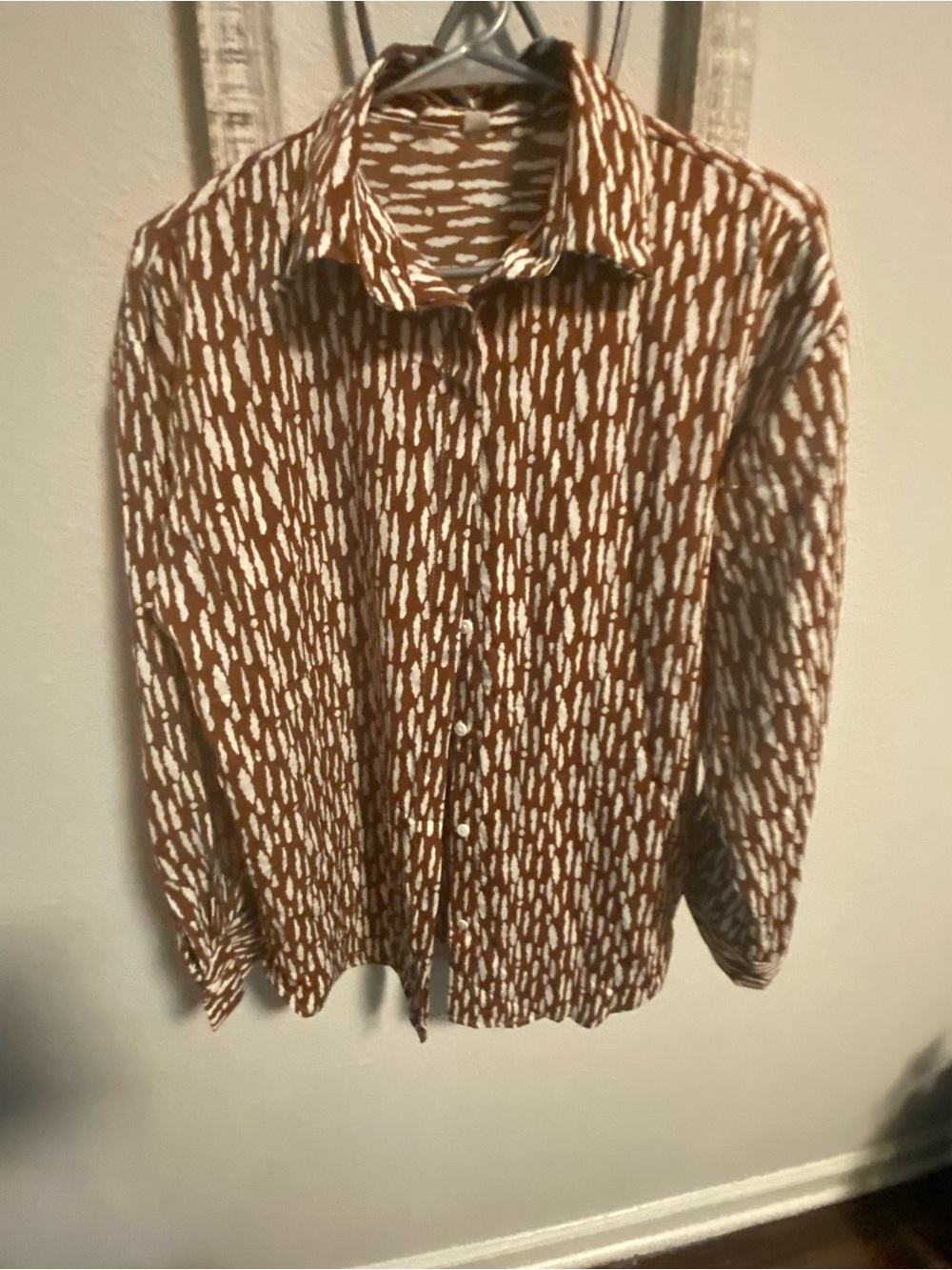 Women Brown Patterned Button-Front
